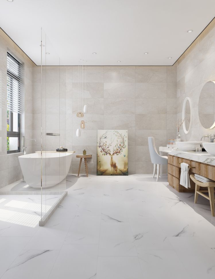 LVT floors in a bright Lethbridge bathroom
